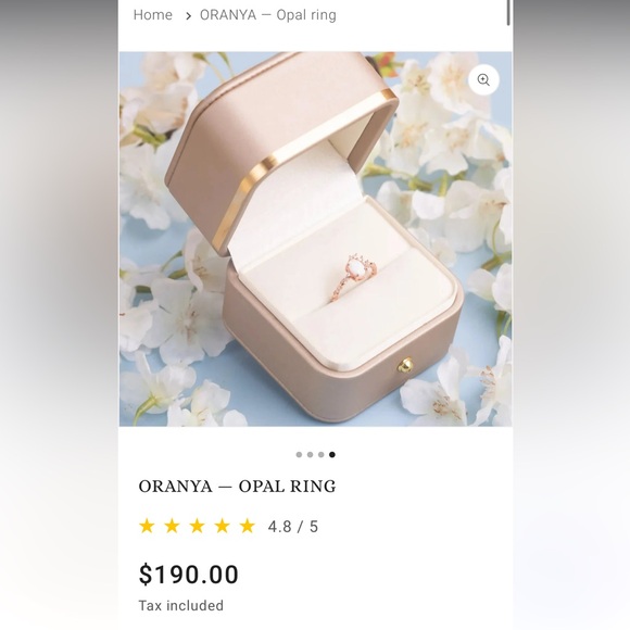 Handmade 18K Rose Gold Vermeil Opal and White Zircon Ring Size 10 - Picture 11 of 11